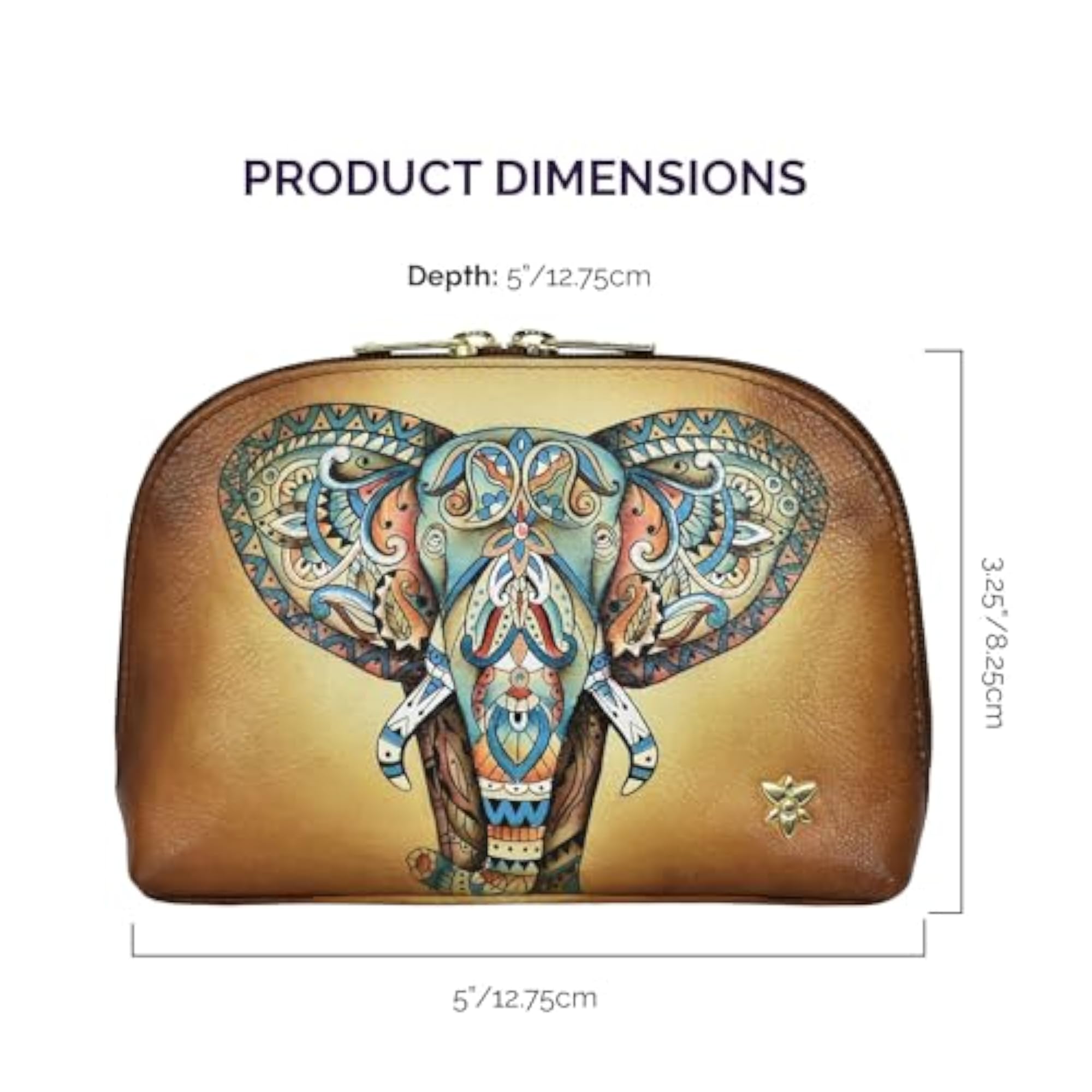 Hand-Painted Genuine Leather Eyeglasses & Cosmetic Pouch